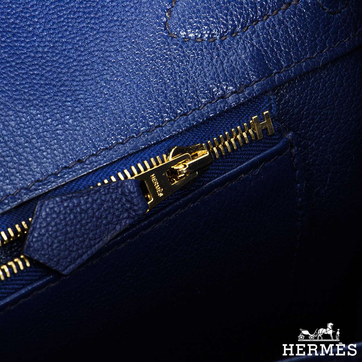 Hermes Touch Birkin 30 Bag Matte Bleu Marine Alligator And Bleu Saphir  Novillo Rose Gold HW